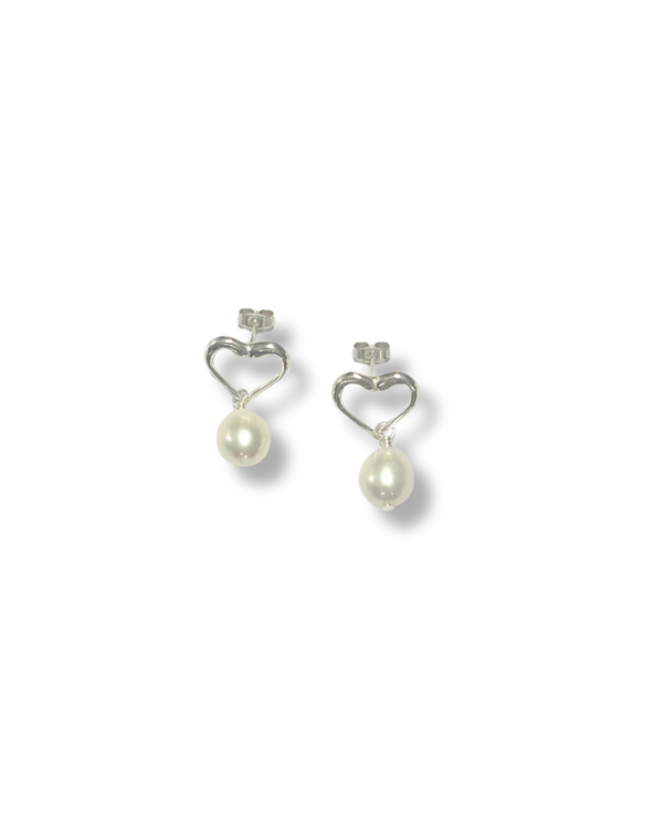 Open Heart Pearl Drop Studs