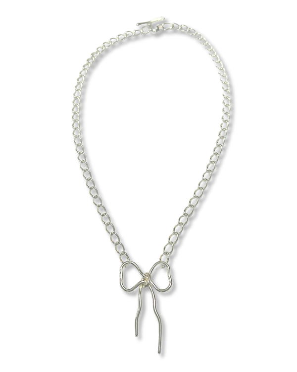 Mini Open Curb Bow Necklace