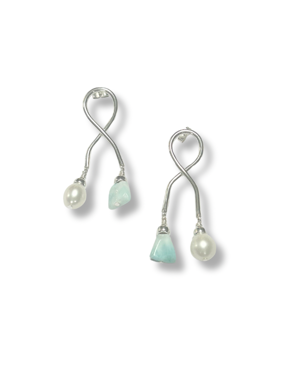 Larimar & Pearl Statement Earrings